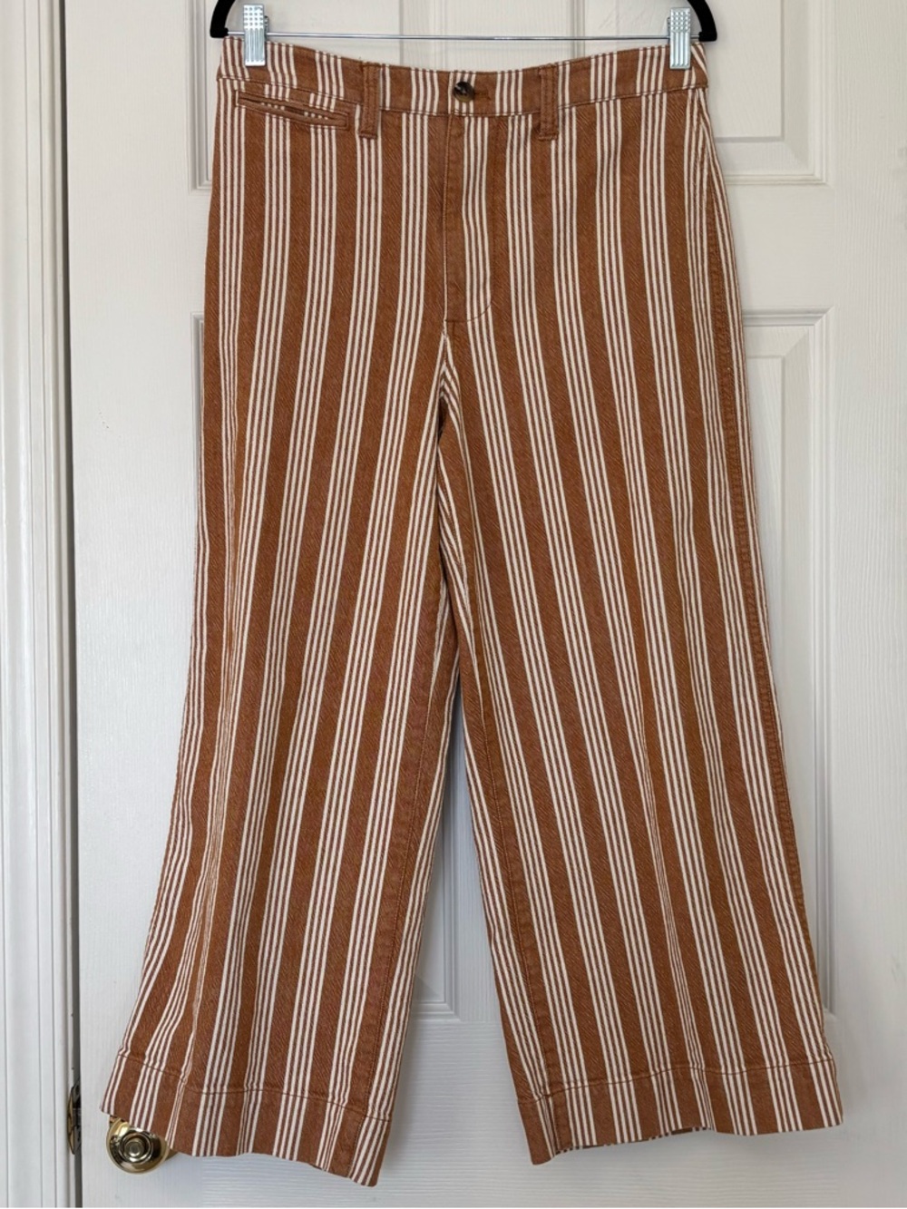 Madewell Tall Emmett Cotton Blend Wide Leg Striped Crop Pants
